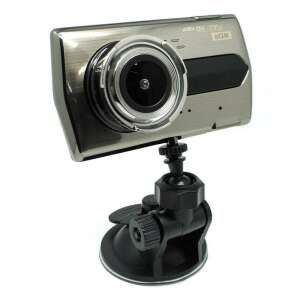 Full HD car dash camera with rear view camera, silver, front view - Car electronic