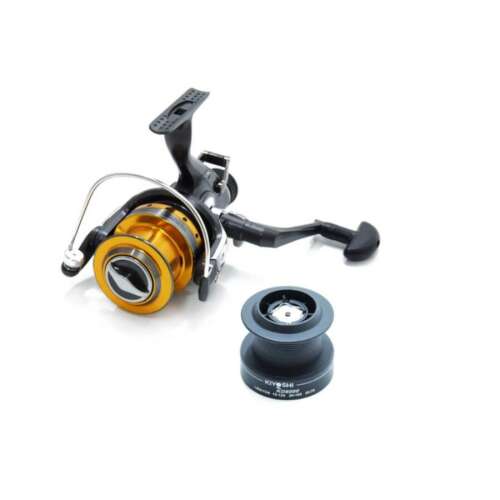 Kiyoshi KD6000 fishing reel, black and gold, 13 bearings, front and rear drag