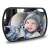 Baby in car seat reflected in the 360 degree rotating car mirror for baby monitoring