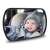 Baby in car seat reflected in the 360 degree rotating car mirror for baby monitoring