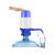Water dispenser pump for 5 liter bottles, blue and white, manual pump, in use