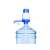Water dispenser pump for 5 liter bottles, blue and white, manual pump, close-up