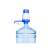 Water dispenser pump for 5 liter bottles, blue and white, manual pump, close-up