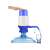 Water dispenser pump for 5 liter bottles, blue and white, manual pump, in use