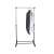 Black clothes rack with wheels, adjustable height, for hanging clothes and storing shoes