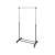 Black clothes rack with wheels, adjustable height, for hanging clothes and storing shoes