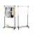 Two black clothes racks with wheels, adjustable height, for hanging clothes and storing shoes