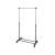 Black clothes rack with wheels, adjustable height, for hanging clothes and storing shoes