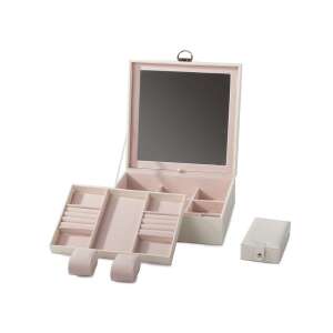 White jewelry box with mirror, compartments, and a small travel case - OEM