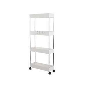 White 4-tier rolling bathroom and kitchen storage shelf - Furniture