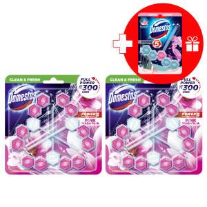 Domestos Power5 WC frissítő blokk Pink (6x55g) + Ajándék WC-frissítő Blokk