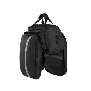 Kerékpáros csomagtartó táska, 30l, fényvisszaverő, fekete