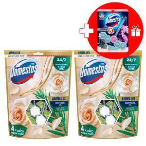 Domestos Blok na osvieženie toalety Aroma Lux White Rosebuds & Tea Tree Oil (8x55g) + darčekový blok na osvieženie toalety