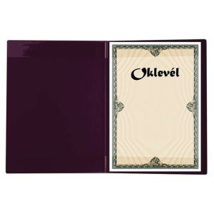 Oklevéltartó, plüss, A4, VICTORIA OFFICE, bordó