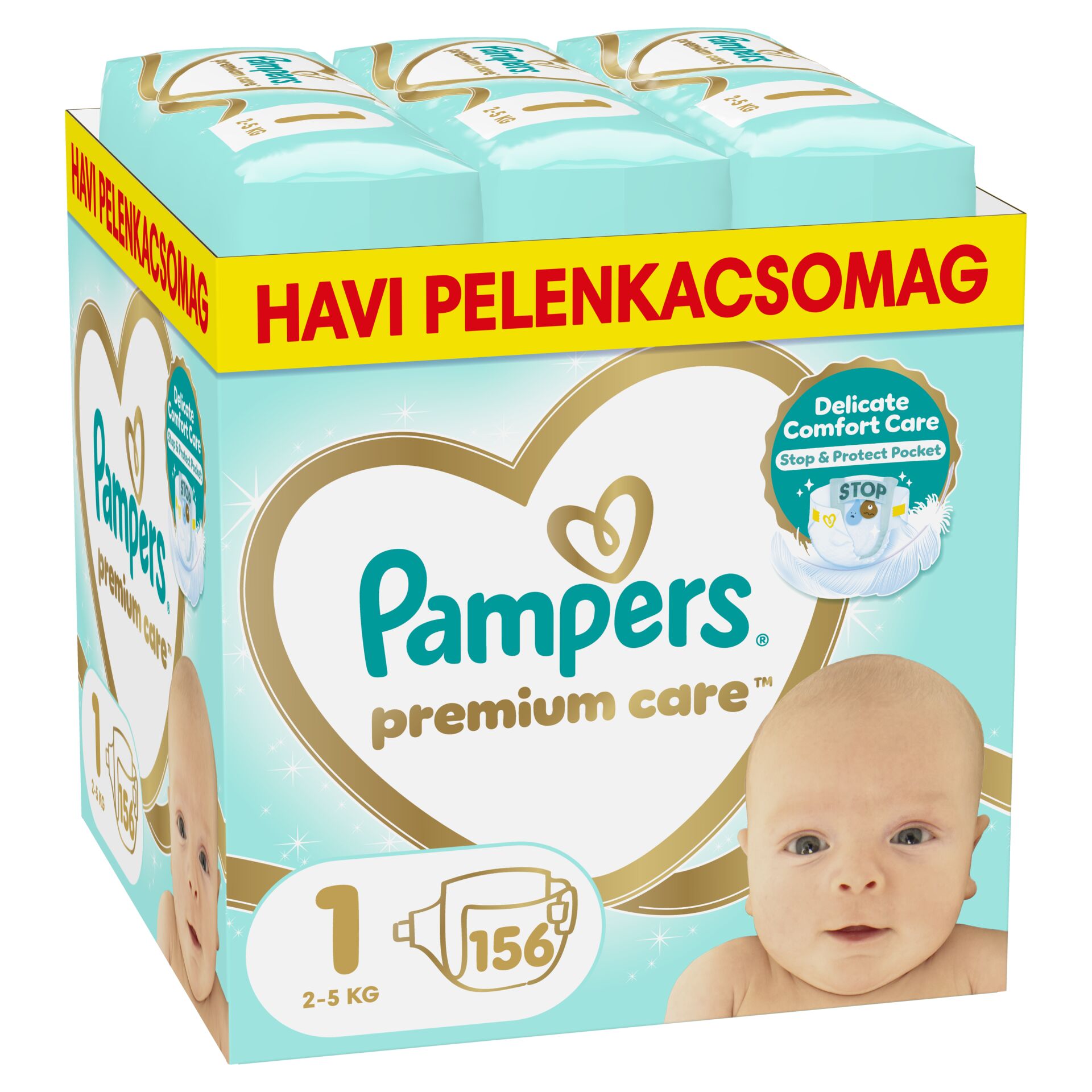 E-shop Mesačné balenie plienok Pampers Premium Care 2-5kg Newborn 1 (156ks)