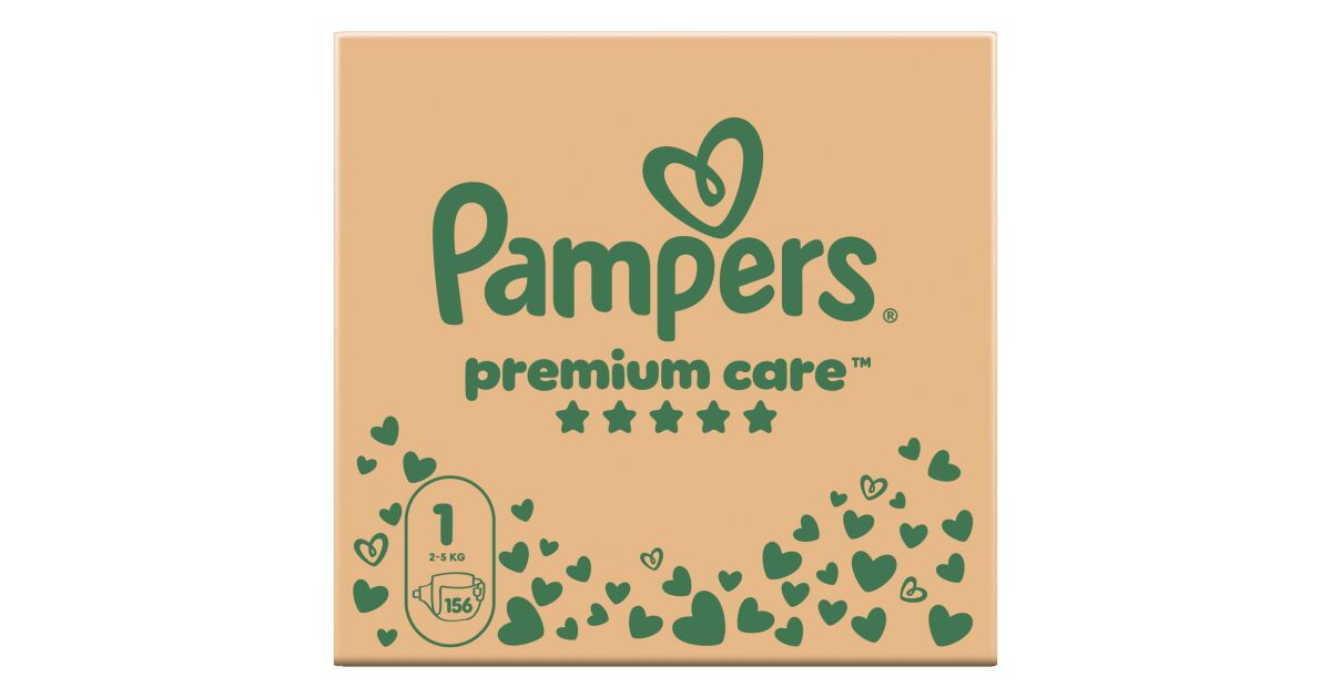 Pampers Premium Care monthly nappy pack 2-5kg Newborn 1 (156pcs