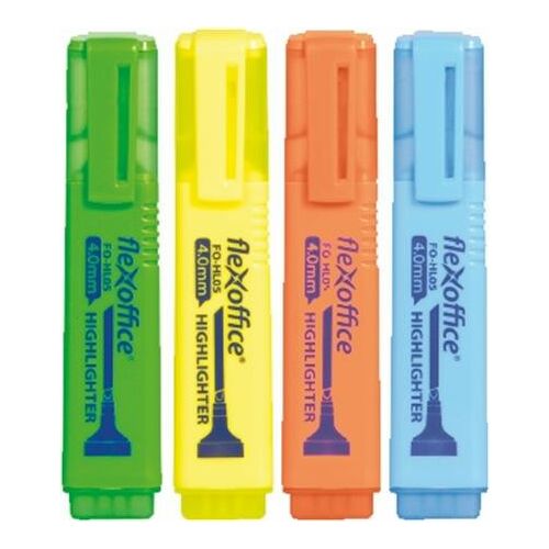 Szövegkiemelő készlet, 1-4 mm, FLEXOFFICE "HL05", 4 különböző szín 122870802