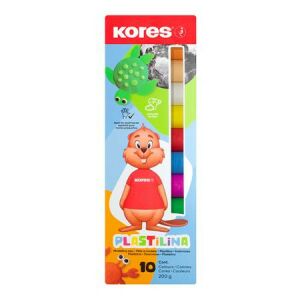 Kores Plastilina gyurma, 10 élénk szín, 200g-os csomag - Kores