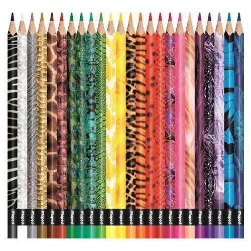 MAPED Color'Peps Animals színes ceruza készlet, háromszögletű, 24 különböző szín, válogatott állatminták