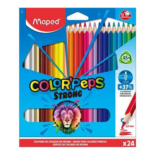 Színes ceruza készlet, háromszögletű, MAPED "Color'Peps Strong", 24 különböző szín 122873387
