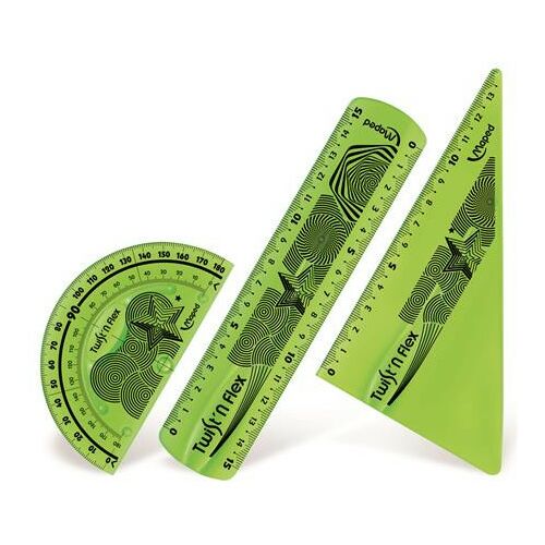 Vonalzókészlet, műanyag, törhetetlen, 3 darabos, MAPED "Twist'n Flex" 122873536