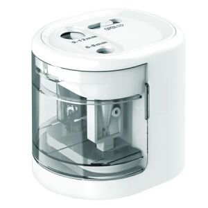 Hegyező, kétlyukú, asztali, elemes, USB töltővel, RAPESCO"PS12-USB", fehér 122874365 - Irodai kiegészítő