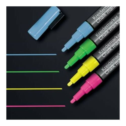 Folyékony krétamarker készlet, kúpos hegy, 1-2 mm SIGEL, 4 különböző szín 122879266