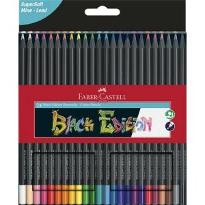Színes ceruza készlet, háromszögletű, FABER-CASTELL "Black Edition", 24 különböző szín 122880613 - Faber-Castell