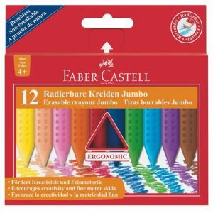 Zsírkréta, háromszögletű, FABER-CASTELL "Jumbo Grip", 12 különböző szín 122880642 - Faber-Castell