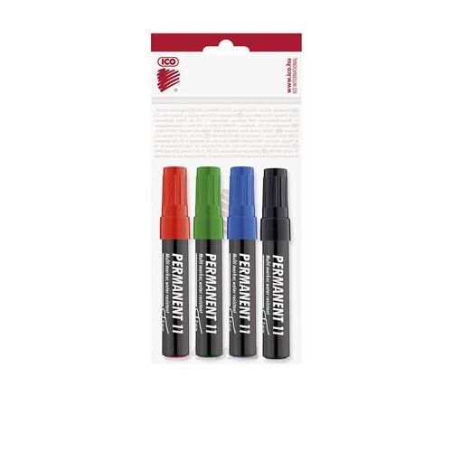 Alkoholos marker készlet, 1-3 mm, kúpos, ICO "Permanent 11", 4 különböző szín 122881056