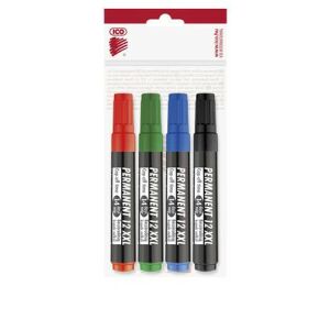Alkoholos marker készlet, 1-4 mm, vágott, ICO "Permanent 12 XXL", 4 különböző szín 122881073 - ICO