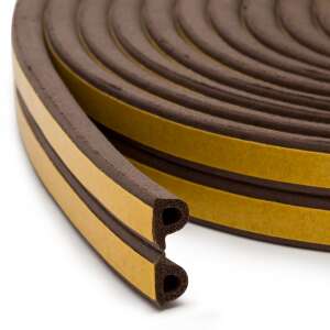 Brown self-adhesive door and window sealing strip, 9mm wide, P profile - Water, Gas & Heating Installation
