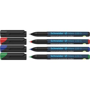 Alkoholos marker készlet, OHP, 0,4 mm, SCHNEIDER "Maxx 220 S", 4 különböző szín 122883027 - Marker
