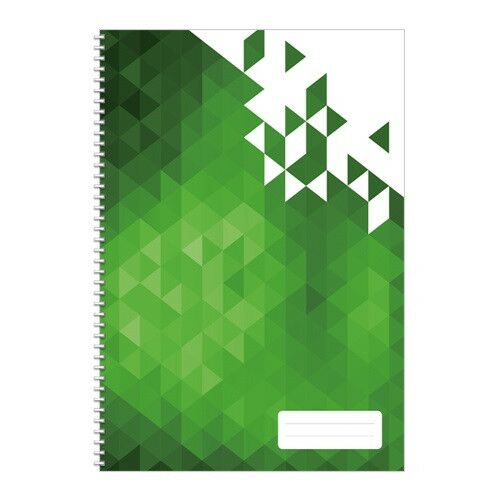 Spirálfüzet pd A/5 Geometric, 80 lapos, sima, zöld geometrikus mintával - Füzet