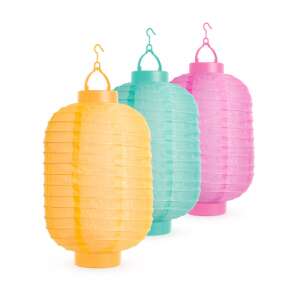 Sada 3 solárnych LED papierových lampiónov v žltej, tyrkysovej a ružovej farbe - Záhrada