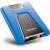 ADATA HD650 1TB external hard drive, blue, side view