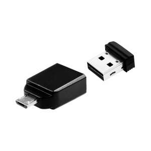 Verbatim Store' n' Go Nano USB flash meghajtó Micro-B adapterrel, 16GB, fekete - Pendrive