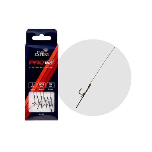 Carp expert pro method feeder hair rig w/bait sting 12 6pcs 7 spin 112776287 - Horog, forgó és kapocs