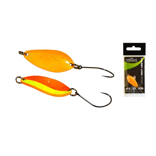 Wizard Chubby Spoon Long 4,6g villantó, narancs és sárga horgászkanál csali - Körforgó és támolygó villantó