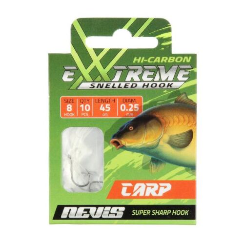 Nevis Extreme Carp Előre kötött horog 10-es méret, 10db - Előkötött horog