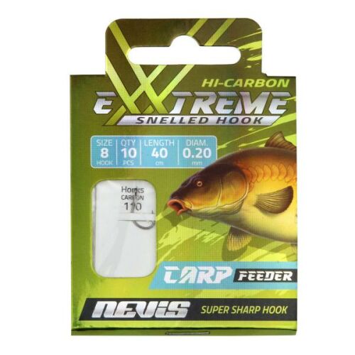 Nevis Extreme Carp Feeder Előre Kötött Horog 8-as Méret Csomagolás - Előkötött horog