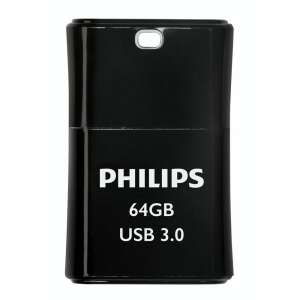 Philips Pico Edition 3.0 64 GB fekete USB flash meghajtó, elülső nézet - Pendrive