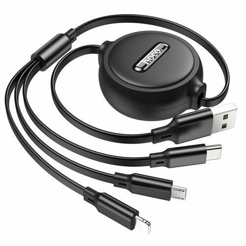 HOCO X75 3IN1 LIGHTNING - TIP-C - CABLU MICRO USB 1 METR 2A NEGRU