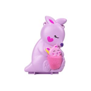 Kompaktna torbica Polly Pocket Kangaroo - Prijenosni set za igru sa životinjskom tematikom za maštovite avanture. - Mattel