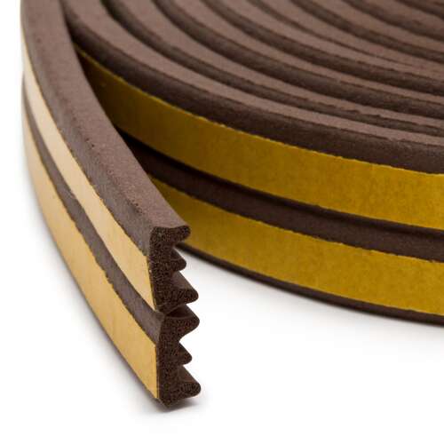 Brown self-adhesive E-profile door and window weather stripping, 9mm