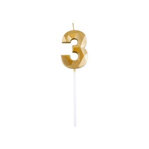 3-as elegáns számgyertya - ARANY