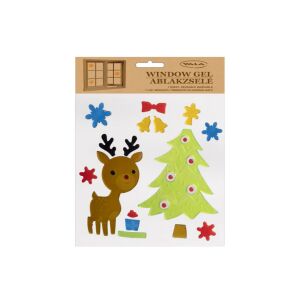 Yala Fenster Gel Aufkleber mit Rentier- und Weihnachtsbaum-Motiv. - Fensteraufkleber