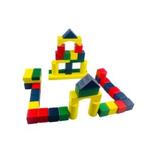 Fa építőkocka 50 kom, šareni drveni blokovi za građenje za djecu - Drvena igračka za građenje