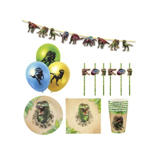 Set de petrecere cu dinozauri pentru 6 persoane, 43 bucăți