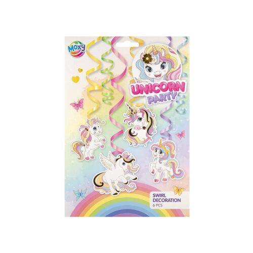 Moxy Decoratiuni spirala petrecere unicorn, 6 bucati